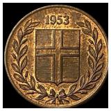 1953 Iceland Bronze 1 Eyrir