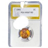 1942 Wheat Cent PGA MS67 RD