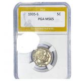 1935-S Buffalo Nickel PGA MS65