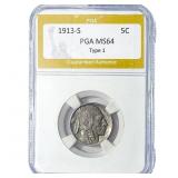 1913-S Buffalo Nickel PGA MS64 Type 1
