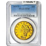 1858-S $20 Gold Double Eagle PCGS XF45