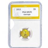 2013 Gold $5 American Eagle 1/10oz PGA MS70