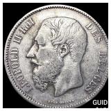 1873 Belgium Silver 5 Francs