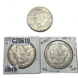 [3 Coins] 1878-1934 Morgan & Peace $1