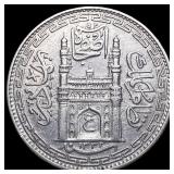 India Princely States Hyderabad Silver 1 Rupee