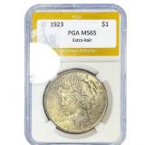1923 Silver Peace Dollar PGA MS65 Extra Hair