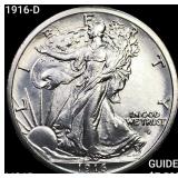 1916-D Walking Liberty Half Dollar GEM BU +