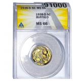 1938-D Buffalo Nickel ANACS MS66