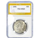 1946 Walking Liberty Half Dollar PGA MS64