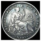 1890 JF Peru Silver Dinero KM 204.2