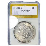 1897-S Morgan Silver Dollar PGA MS64