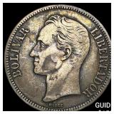 1921 Venezuela SIlver 5 Bolivar
