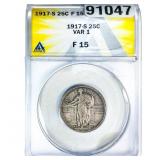 1917-S Standing Liberty Quarter ANACS F15