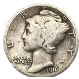 1916-D Mercury Silver Dime