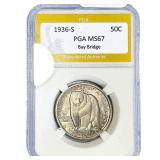 1936-S Bay Bridge Half Dollar PGA MS67