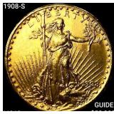 1908-S $20 Gold Double Eagle UNCIRCULATED +