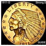 1911-D Strong D $2.50 Gold Quarter Eagle CHOICE BU