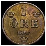 1893 Sweeden Bronze 1 Ore