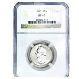 1964 Washington Silver Quarter NGC MS66