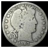 1907-D Silver Barber Half Dollar NICELY CIRCULATED