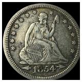 1854 Arrows Seated Liberty Quarter LIGHTLY  CIRCU