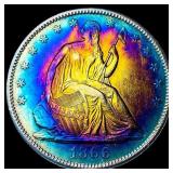 1866 Toned Silver Seated Liberty Half Dollar  CLO
