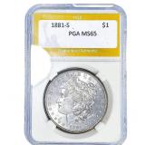 1881-S Morgan Silver Dollar PGA MS65