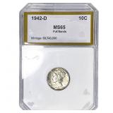 1942-D Mercury Silver Dime PCI MS65 Full Bands