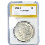 1922-D Silver Peace Dollar PGA MS64