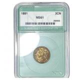 1881 Nickel Three Cent NTC MS61