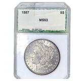 1887 Morgan Silver Dollar PCI MS63