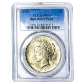 1921 Silver Peace Dollar PCGS MS65 High Relief