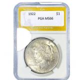 1922 Silver Peace Dollar PGA MS66