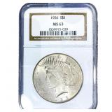 1926 Silver Peace Dollar NGC MS63