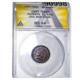 Civil war Token Patriotic 51/334a ANACS MS64 BRN