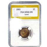 1901 Indian Head Cent PGA MS66 BN