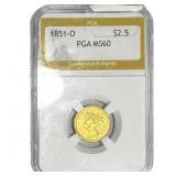 1851-O $2.50 Gold Quarter Eagle PGA MS60