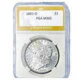 1881-O Morgan Silver Dollar PGA MS65
