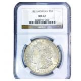 1921 Morgan Silver Dollar NGC MS62