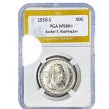 1950-S Booker T Half Dollar PGA MS66+
