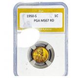 1950-S Wheat Cent PGA MS67 RD