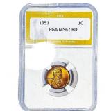 1951 Wheat Cent PGA MS67 RD