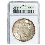 1887-O Morgan Silver Dollar ANACS MS63 VAVM-2