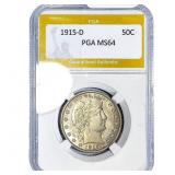1915-D Barber Half Dollar PGA MS64
