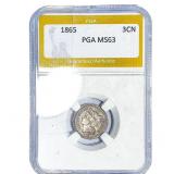 1865 Nickel Three Cent PGA MS63