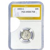 1935-S Mercury Silver Dime PGA MS66 FSB