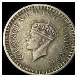 1942 British Inda Silver 1 Rupee