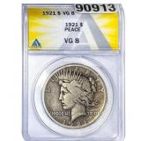1921 Morgan Silver Dollar ANACS VG8