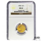 1908 $2.50 Gold Quarter Eagle NGC MS62