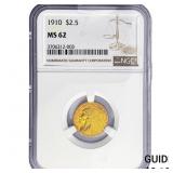 1910 $2.50 Gold Quarter Eagle NGC MS62